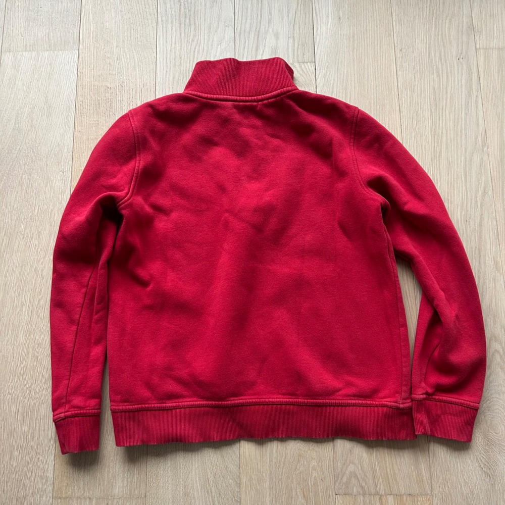 Tommy Hilfiger Quarter Zip Sweatshirt S Red Embroidered Crest Logo Tennis Prep - Picture 3 of 9